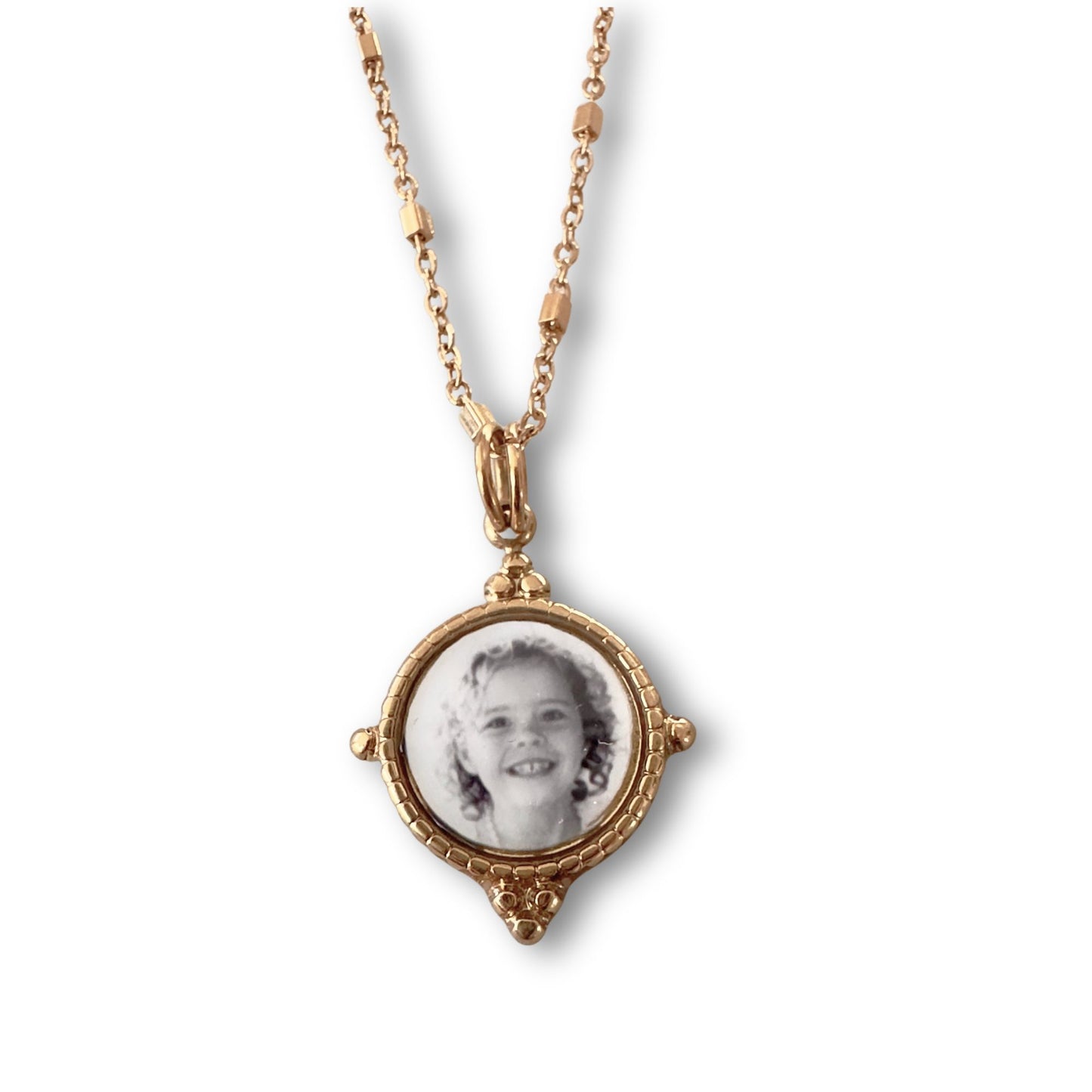 Round Vintage Photo Charm Necklace