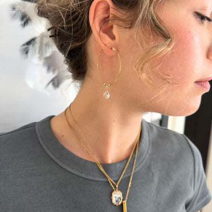 Delicate Hoop with Crystal Earrings