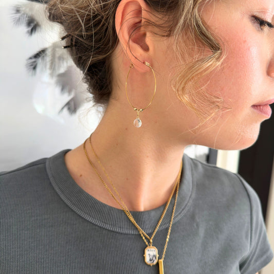 Delicate Hoop with Crystal Earrings